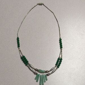 Elegant Green and Silver Necklace